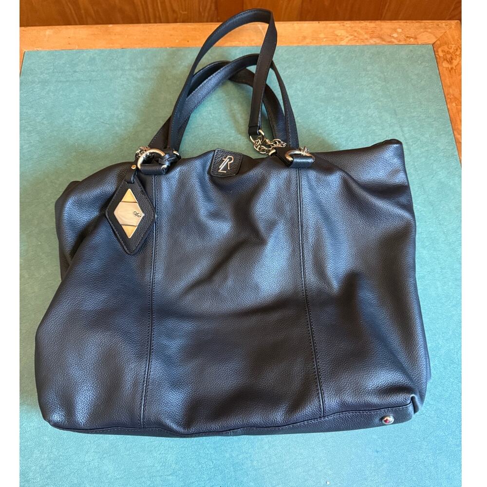 Rachel Zoe Black Pebbled Leather Shoulder Tote Bag